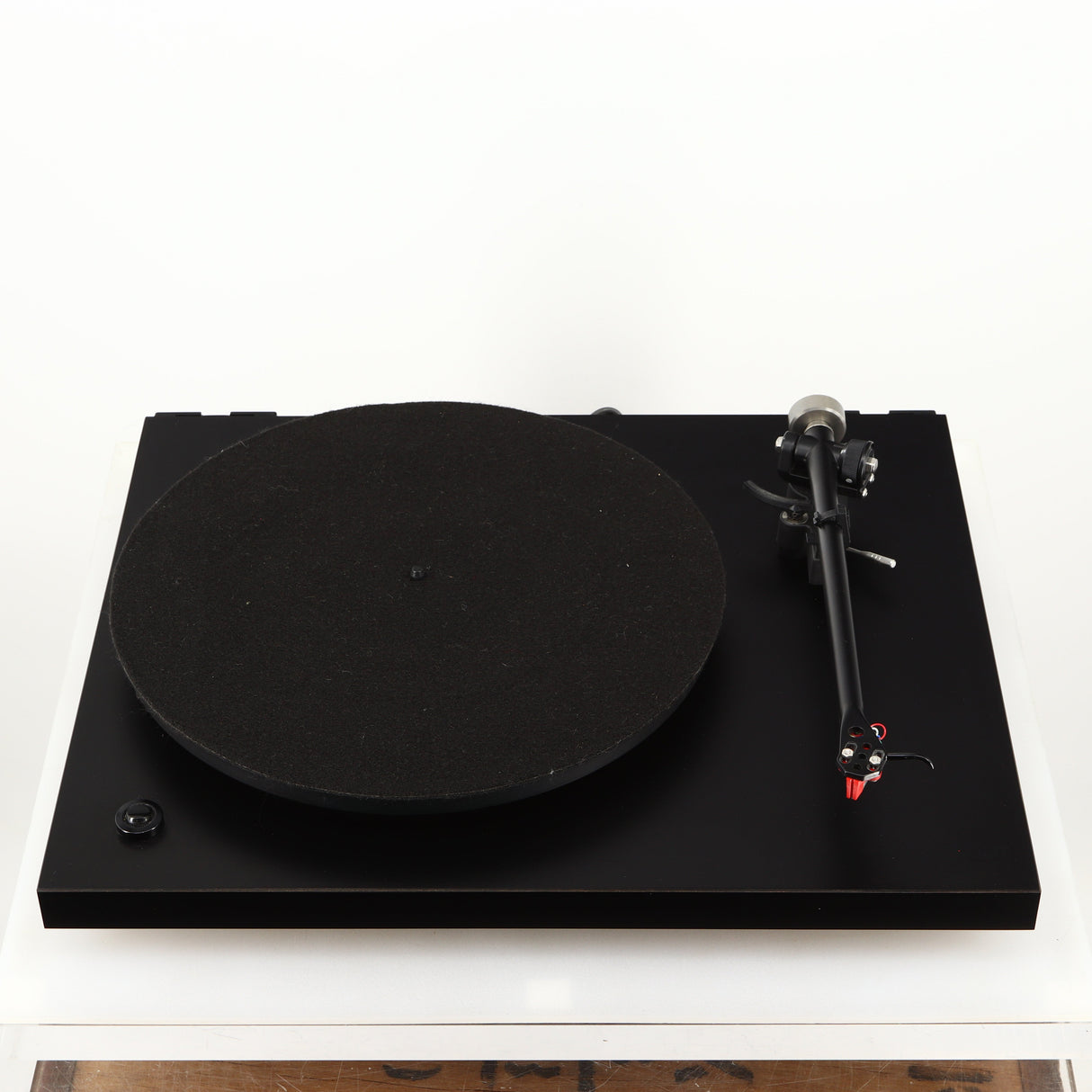 Front view of a used Rega Planar 3 Turntable 24V Upgraded in a black finish