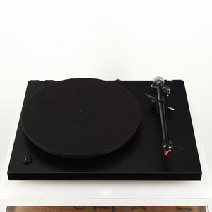 Front view of a used Rega Planar 3 Turntable 24V Upgraded in a black finish