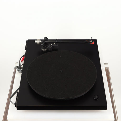 Left side view of a used Rega Planar 3 Turntable 24V Upgraded in a black finish