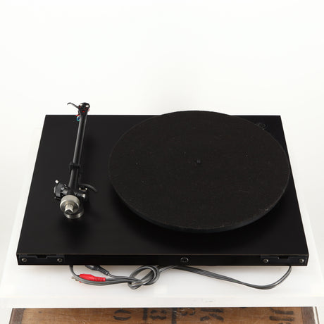 Rear view of a used Rega Planar 3 Turntable 24V Upgraded in a black finish