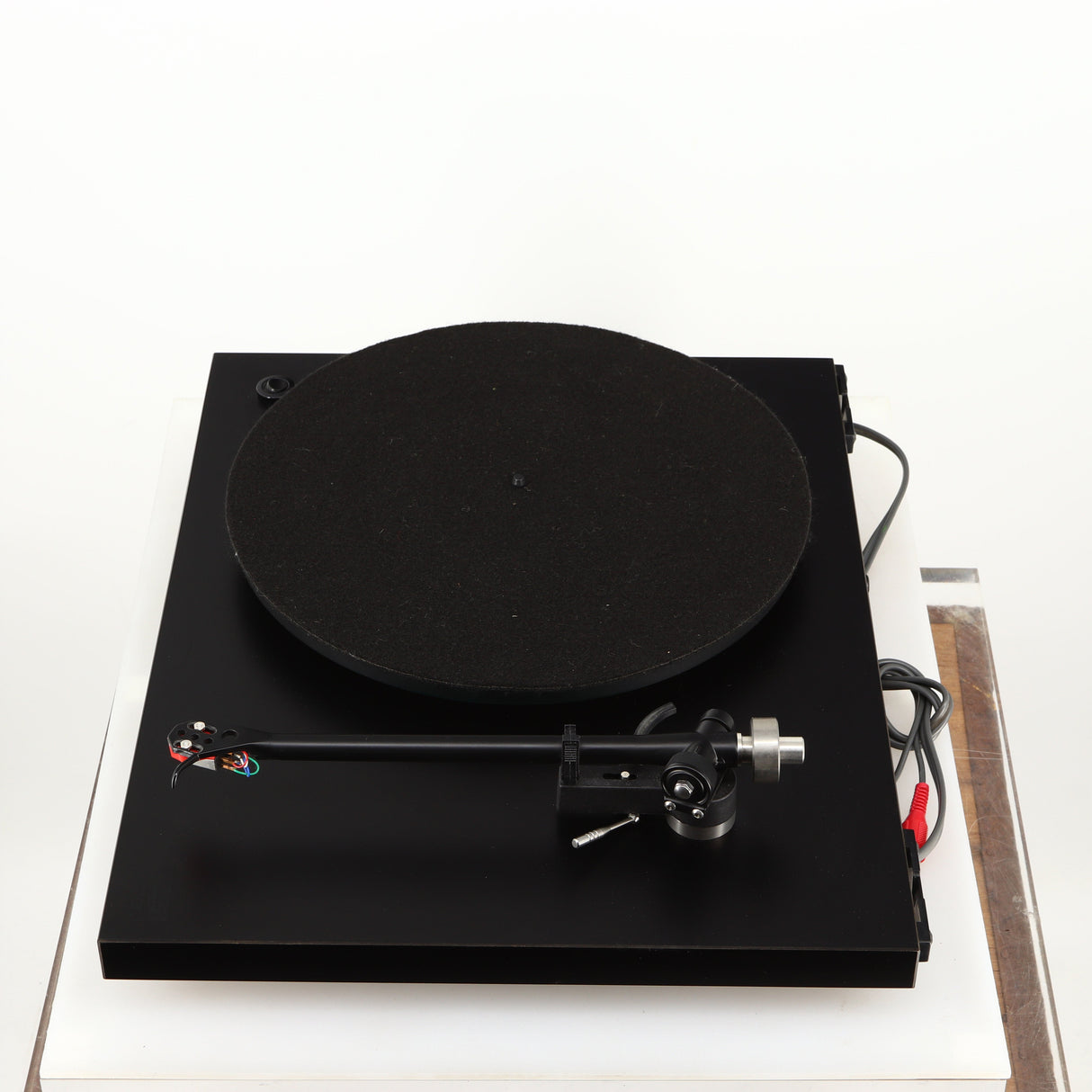 Right side view of a used Rega Planar 3 Turntable 24V Upgraded in a black finish