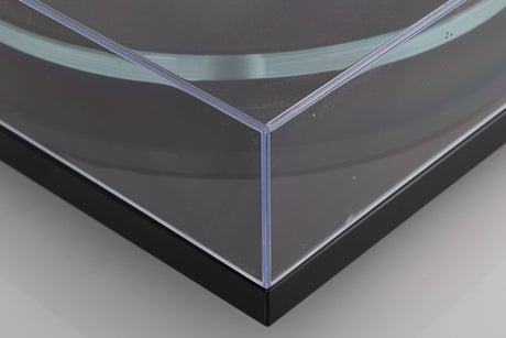 Front left corner view of a used Rega Planar 3 Turntable in Black with ND7 Cartridge