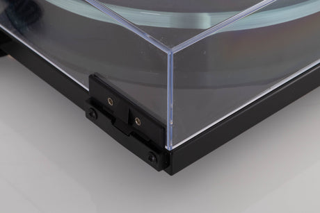Rear right corner view of a used Rega Planar 3 Turntable in Black with ND7 Cartridge