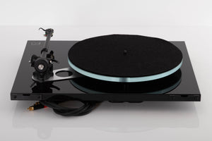 Rear view of a used Rega Planar 3 Turntable in Black with ND7 Cartridge