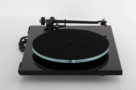 Side view of a used Rega Planar 3 Turntable in Black with ND7 Cartridge