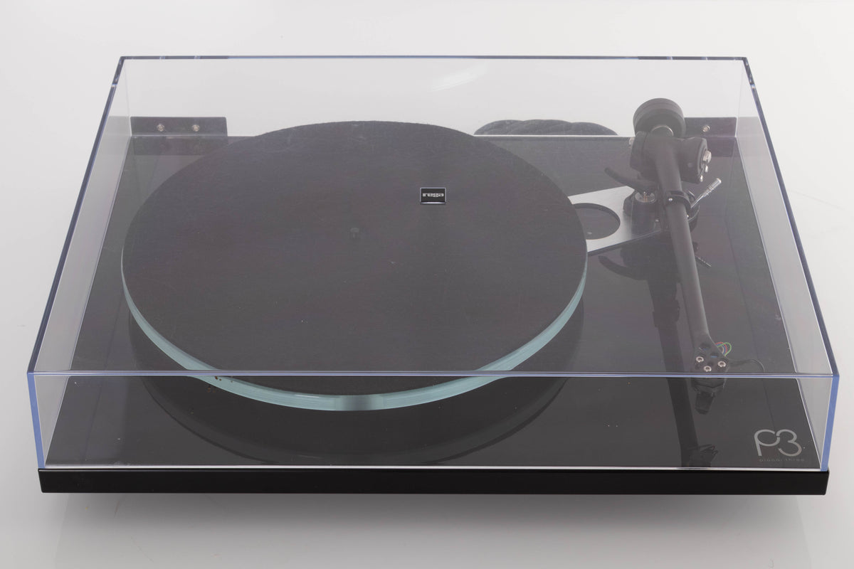 Top view of a used Rega Planar 3 Turntable in Black with ND7 Cartridge