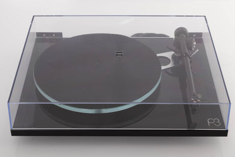 Top view of a used Rega Planar 3 Turntable in Black with ND7 Cartridge
