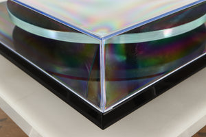Front left corner view of a used Rega Planar 3 Turntable in Black finish with an Elys Cartridge