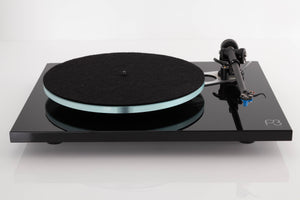 Front view of a used Rega Planar 3 Turntable in Black with Elys Cartridge