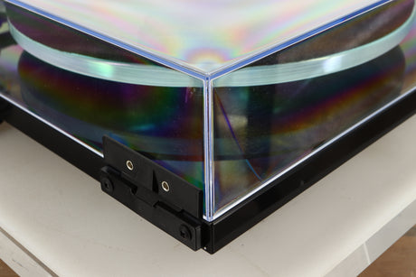 Rear right corner view of a used Rega Planar 3 Turntable in Black finish with an Elys Cartridge