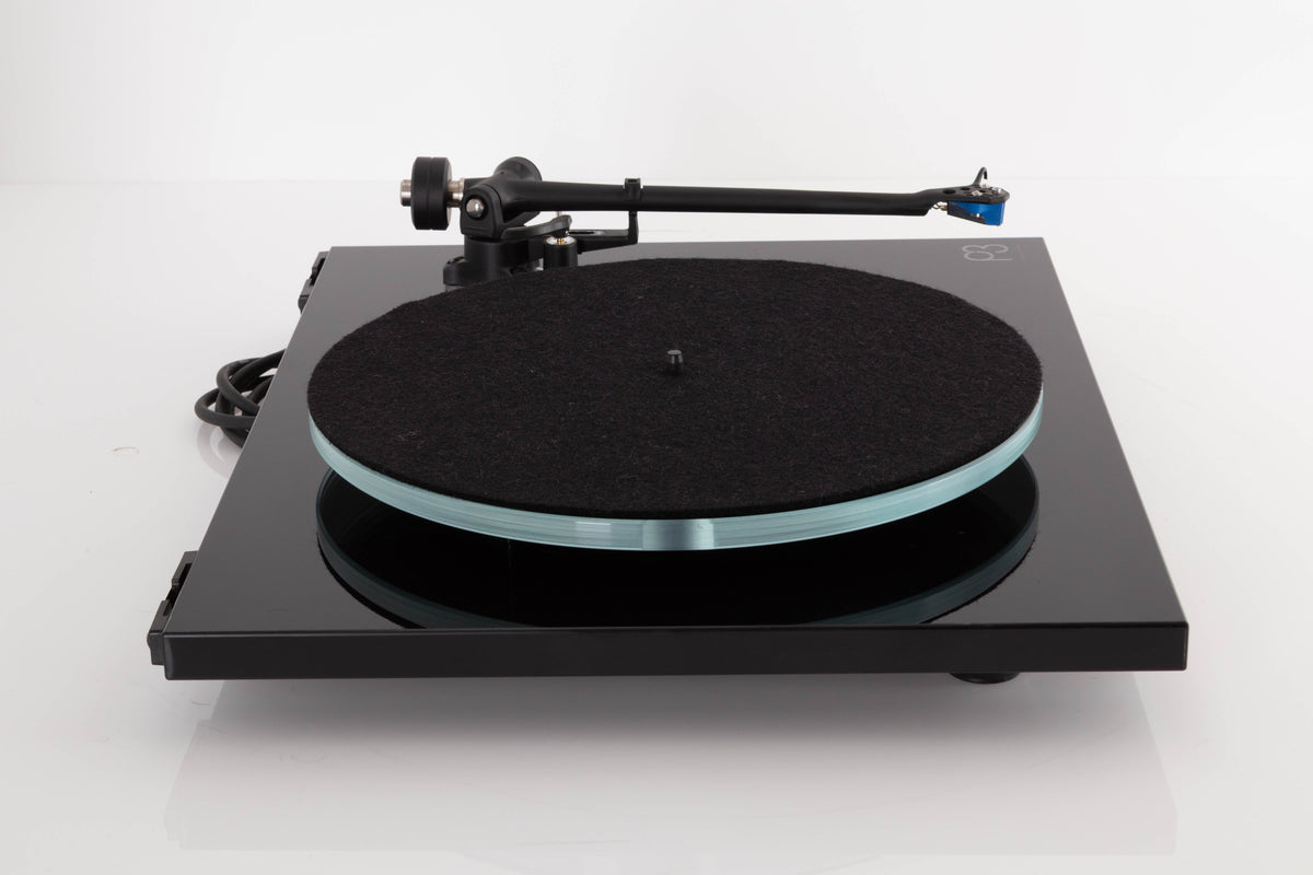 Side view of a used Rega Planar 3 Turntable in Black with Elys Cartridge