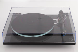 Top view of a used Rega Planar 3 Turntable in Black with Elys Cartridge