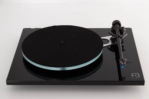 Top view of a used Rega Planar 3 Turntable in Black with Elys Cartridge