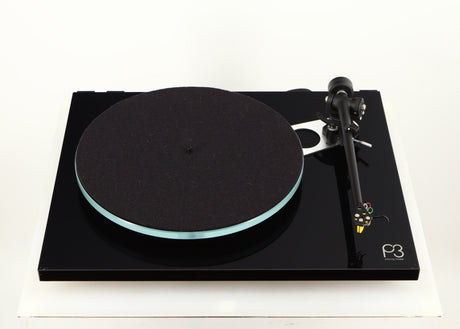 Front view of a used Rega Planar 3 Turntable / Elys Cartridge in a black finish