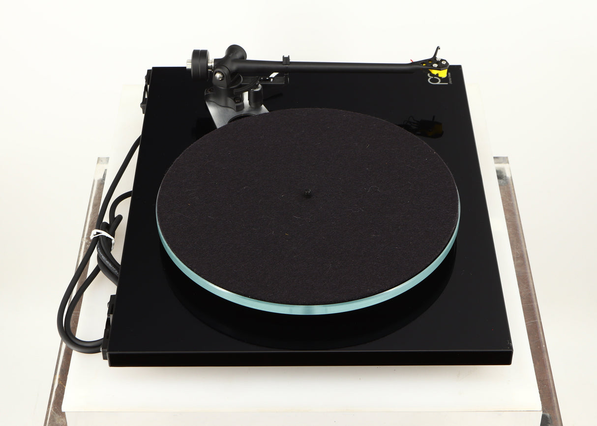 Left side view of a used Rega Planar 3 Turntable / Elys Cartridge in a black finish