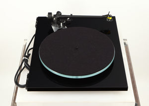 Left side view of a used Rega Planar 3 Turntable / Elys Cartridge in a black finish