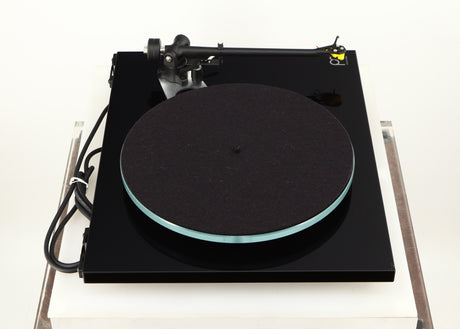 Left side view of a used Rega Planar 3 Turntable / Elys Cartridge in a black finish