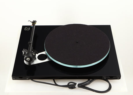 Rear view of a used Rega Planar 3 Turntable / Elys Cartridge in a black finish