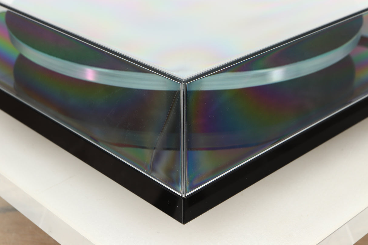Front left corner view of a used Rega Planar 3 Turntable with Exact Cartridge in Black Gloss finish