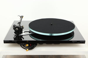Rear view of a used Rega Planar 3 Turntable with Exact Cartridge in Black Gloss finish