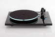 Front view of a used Rega Planar 3 Turntable in Gloss Black with Elys Cartridge