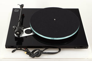 Rear view of a used Rega Planar 3 Turntable / Ortofon 2M Bronze Cartridge / NEO Power Supply in a black finish