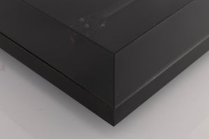Front right corner of a used Rega Planar 3 Turntable W/ Nagaoka MP11 Boron Cartridge in a Black finish