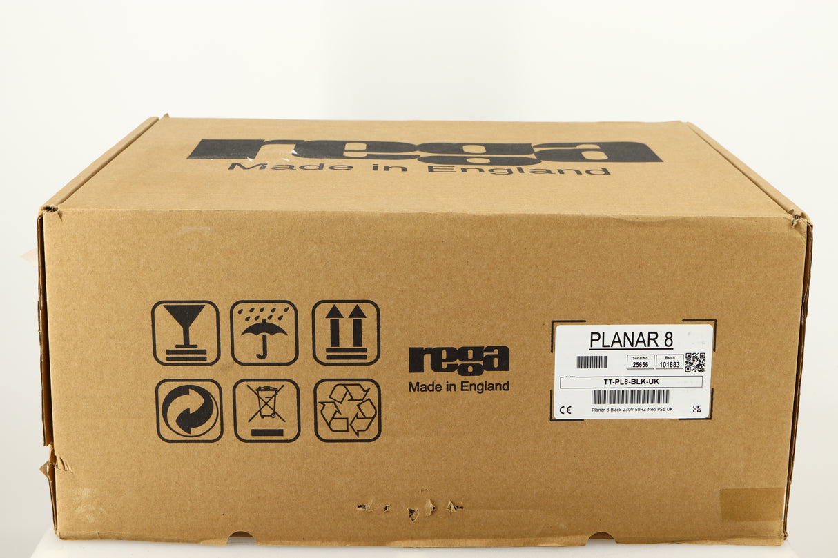 Box for a used Rega Planar 8 Turntable (No Cartridge) in a black finish