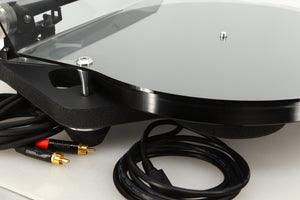 Rear right corner view of a used Rega Planar 8 Turntable in Black finish with an Ania Pro Cartridge