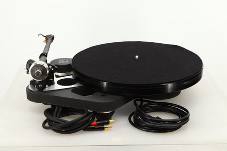 Rear view of a used Rega Planar 8 Turntable in Black finish with an Ania Pro Cartridge