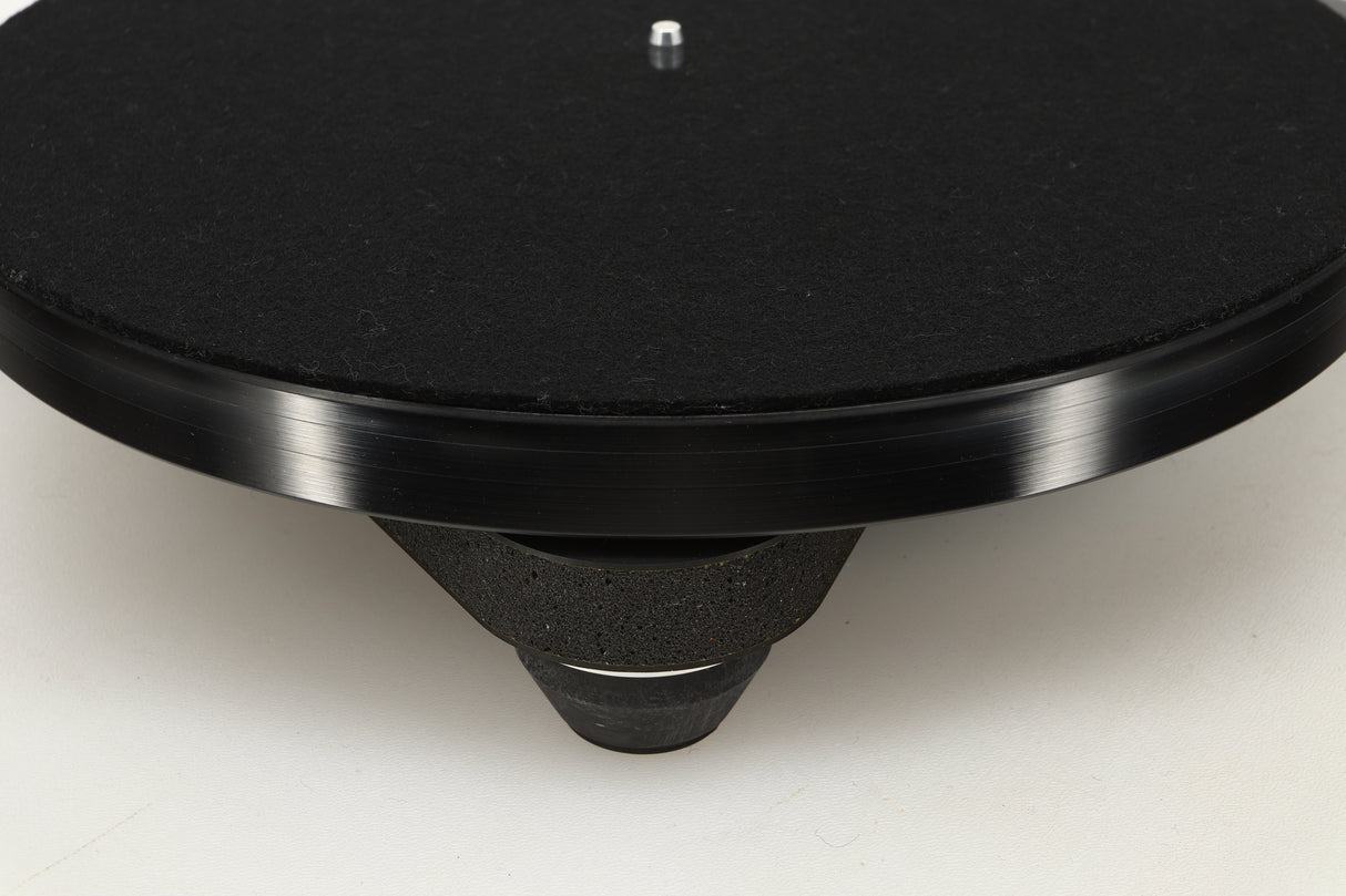 Front left corner view of a used Rega Planar 8 Turntable with Apheta 3 MC Cartridge in Black finish 