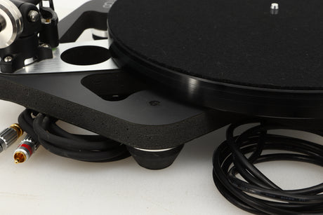 Rear corner view of a used Rega Planar 8 Turntable with Apheta 3 MC Cartridge in Black finish 