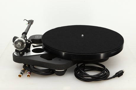 Rear view of a used Rega Planar 8 Turntable with Apheta 3 MC Cartridge in Black finish 