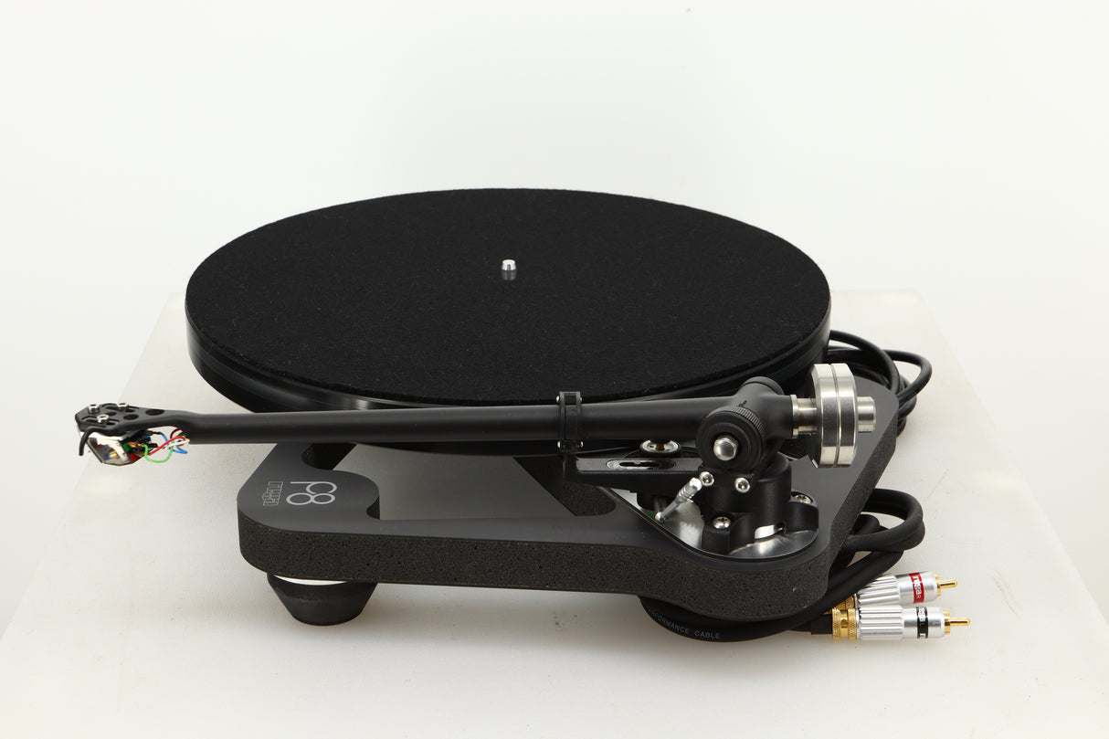Side view of a used Rega Planar 8 Turntable with Apheta 3 MC Cartridge in Black finish 