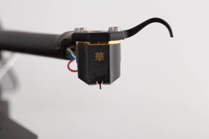 Close up view of a used Rega Planar 8 Turntable with Hana ML Cartridge