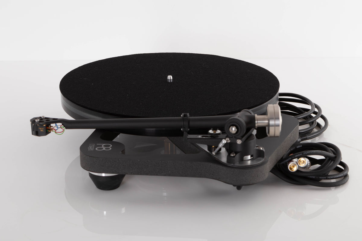 Side view of a used Rega Planar 8 Turntable with Hana ML Cartridge