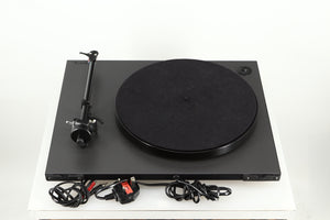 Rear view of a used Rega Planar RP1 Turntable in a cool grey finish
