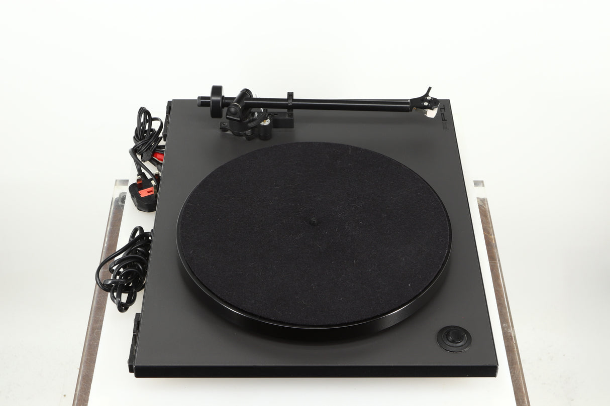 Left side view of a used Rega Planar RP1 Turntable in a cool grey finish