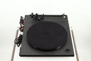 Left side view of a used Rega Planar RP1 Turntable in a cool grey finish