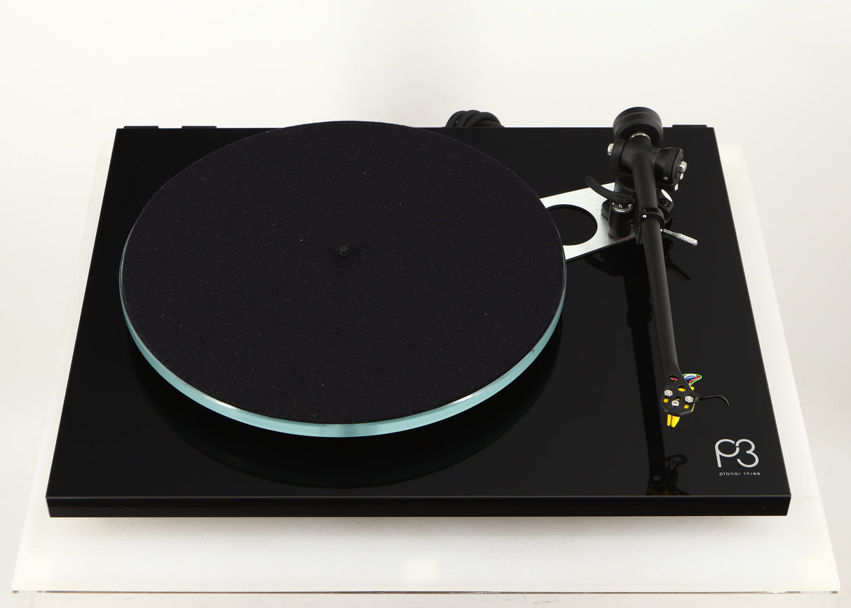 Front view of a used Rega Planar 3 Turntable / Exact Cartridge in a black finish