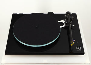 Front view of a used Rega Planar 3 Turntable / Exact Cartridge in a black finish