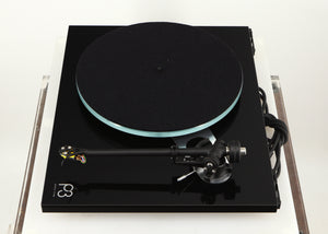 Right side view of a used Rega Planar 3 Turntable / Exact Cartridge in a black finish