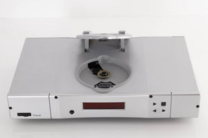 Top of a used Rega Planet CD Player in a Silver finish