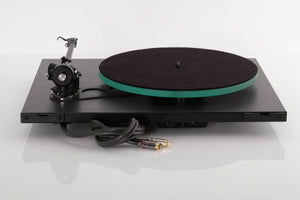 Rear view of a used Rega RP3 Turntable in Cool Grey with AT-VM95SH Cartridge