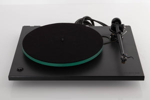 Top view of a used Rega RP3 Turntable in Cool Grey with AT-VM95SH Cartridge