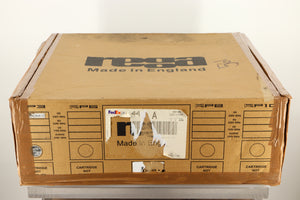 Box of a used Rega RP3 Turntable in Black finish with Elys Cartridge
