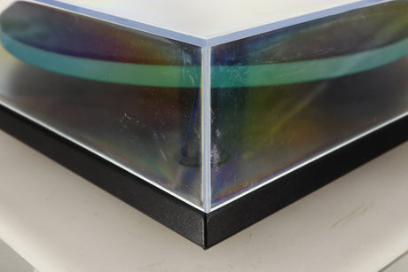 Front left corner view of a used Rega RP3 Turntable in Black finish with Elys Cartridge