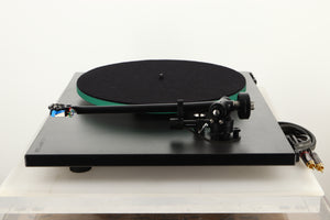 Side view of a used Rega RP3 Turntable in Black finish with Elys Cartridge