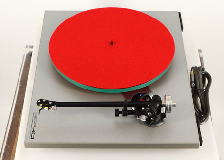 Right side view of a used Rega RP40 Anniversary Edition Turntable / Exact Cartridge in a titanium finish