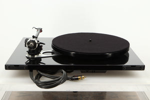 Rear view of a used Rega RP6 Turntable in Black finish with Denon DL-110 MC Cartridge 
